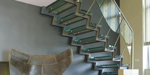 Staircase glass railing